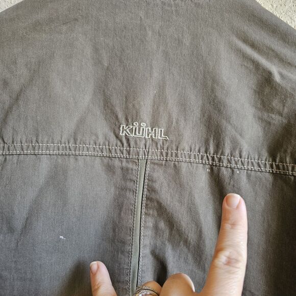 kuhl mens shirt large Snap Closure Long Sleeve Olive Green Outdoors Hiking - Picture 6 of 6